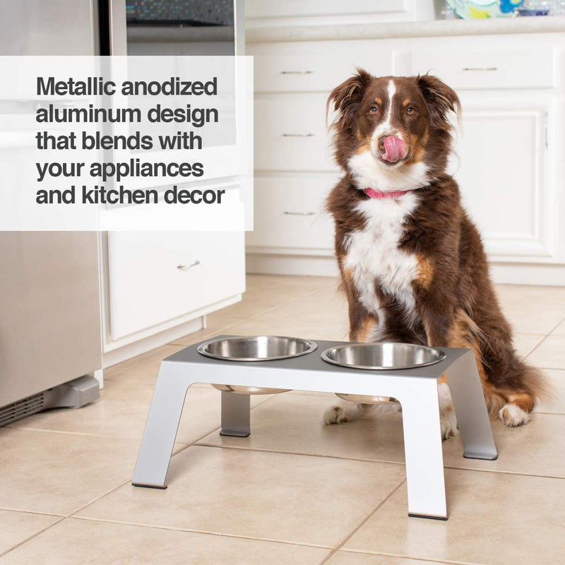 PetFusion | Raised Feeder in Anodized Aluminum | Tall | Gray